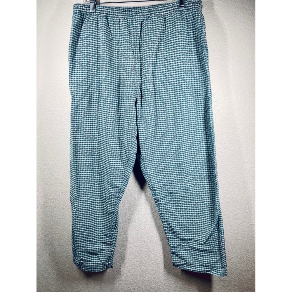 Cambridge Classics Womens Pajama Pants L Green White Gingham Plaid Lounge